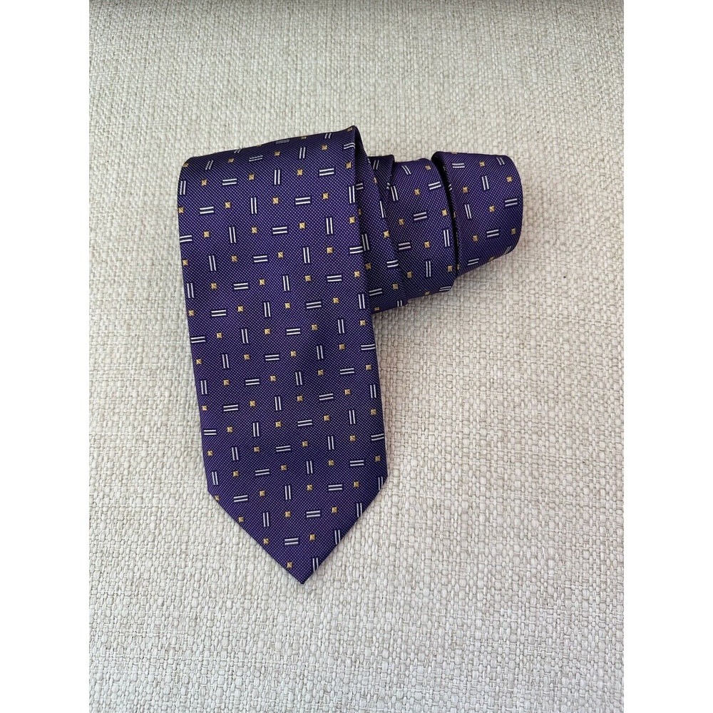 Grant Thomas Men's Tie - 100% Silk - Purple Squares - 60" x 4"